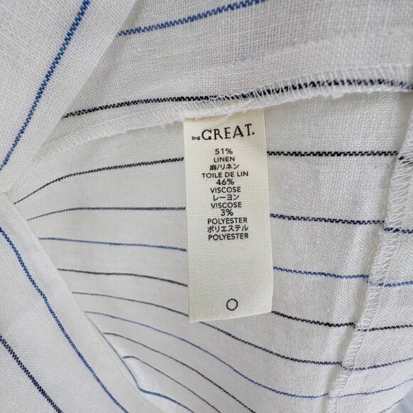 NWT THE GREAT. Women's Pleated Column Mid Rise Skirt | Sz 25 | Cream Pinstripe - Picture 10 of 11